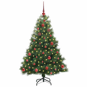 Albero di Natale Artificiale-Albero Natalizio con 150 LED Verde 150 cm PE e PVC 284381