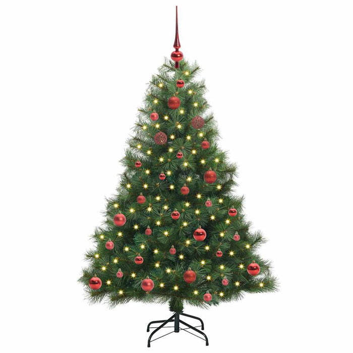 Albero di Natale Artificiale-Albero Natalizio con 150 LED Verde 150 cm PE e PVC 284381