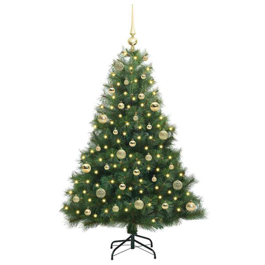Albero di Natale Artificiale-Albero Natalizio con 150 LED Verde 150 cm PE e PVC 270022