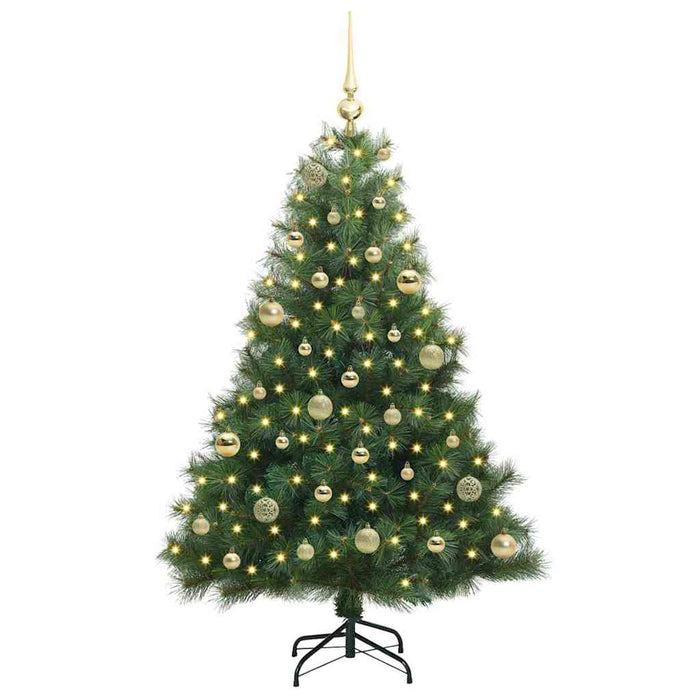 Albero di Natale Artificiale-Albero Natalizio con 150 LED Verde 150 cm PE e PVC 270022