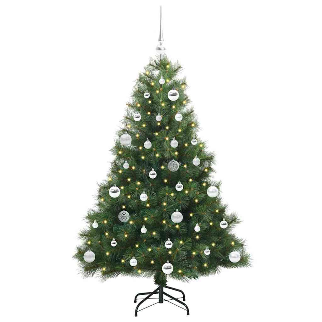 Albero di Natale Artificiale-Albero Natalizio con 150 LED Verde 150 cm PE e PVC 635933