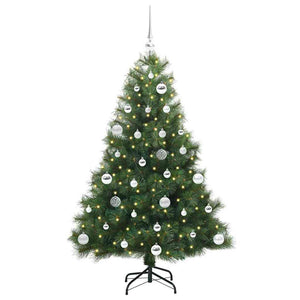 Albero di Natale Artificiale-Albero Natalizio con 150 LED Verde 150 cm PE e PVC 635933