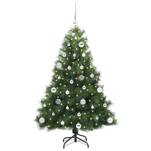 Albero di Natale Artificiale-Albero Natalizio con 150 LED Verde 150 cm PE e PVC 635933