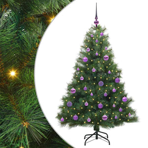 Albero di Natale Artificiale-Albero Natalizio con 150 LED Verde 150 cm PE e PVC 449316