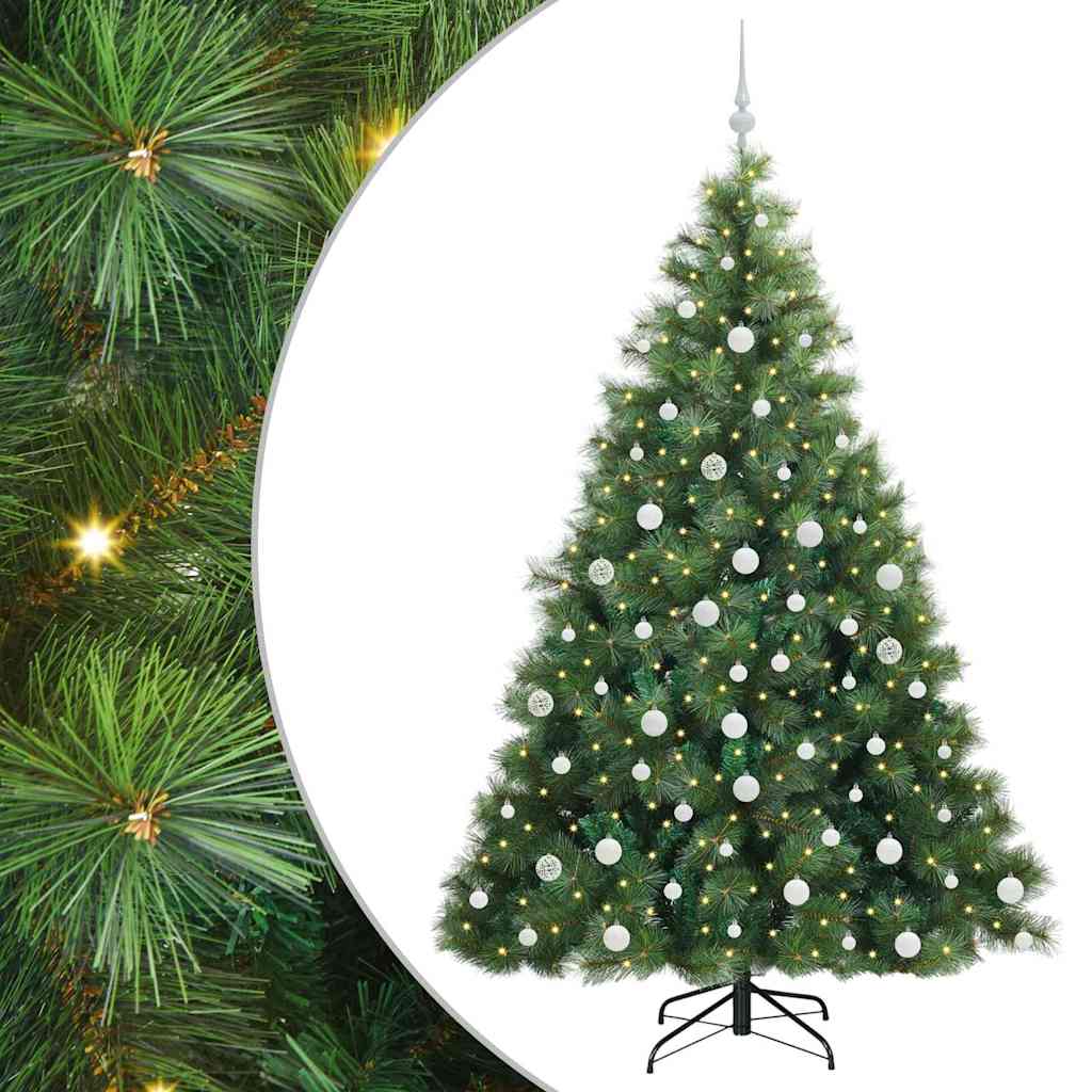 Albero di Natale Artificiale-Albero Natalizio con 300 LED Verde 180 cm PE e PVC 697702
