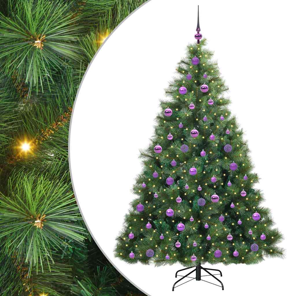 Albero di Natale Artificiale-Albero Natalizio con 300 LED Verde 180 cm PE e PVC 345090
