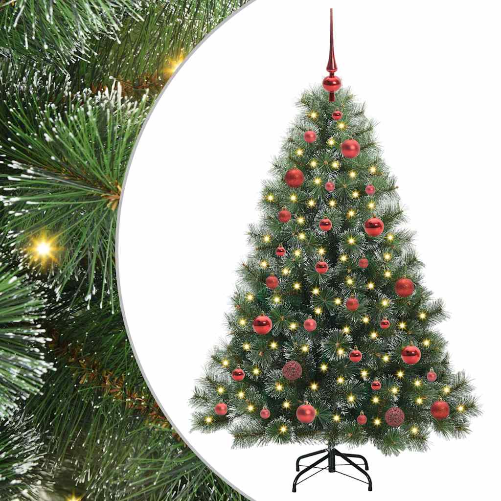 Albero di Natale Artificiale-Albero Natalizio con 150 LED Verde 150 cm PE e PVC 612637