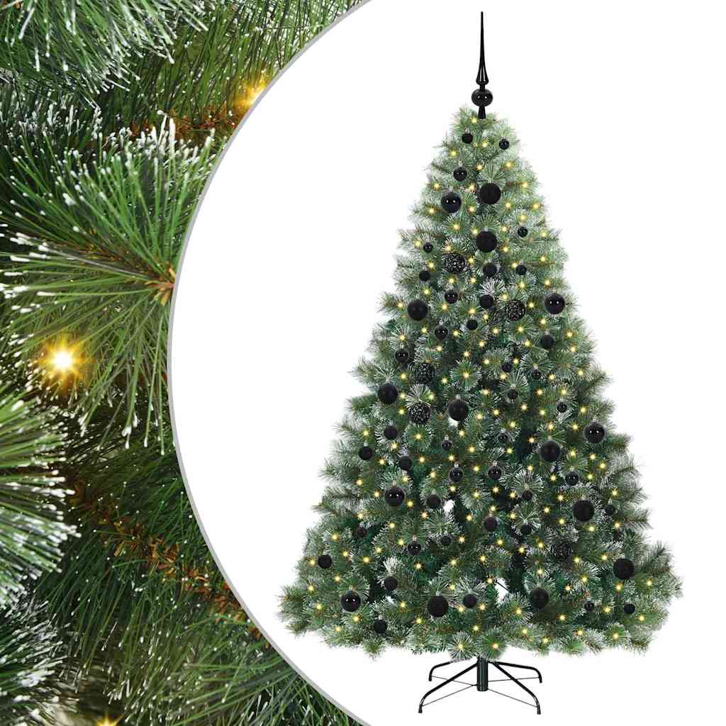Albero di Natale Artificiale-Albero Natalizio con 300 LED Verde 180 cm PE e PVC 443414