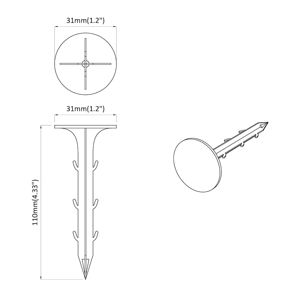 Picchetti in plastica 500 pcs Nero 3 x 11 cm Plastica 4009764