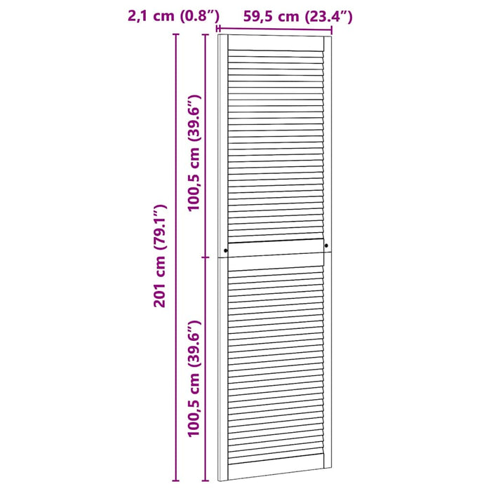 vidaXL Porte per Armadi Altro 2 pcs Marrone 201 x 59.5 x 2.1 cm