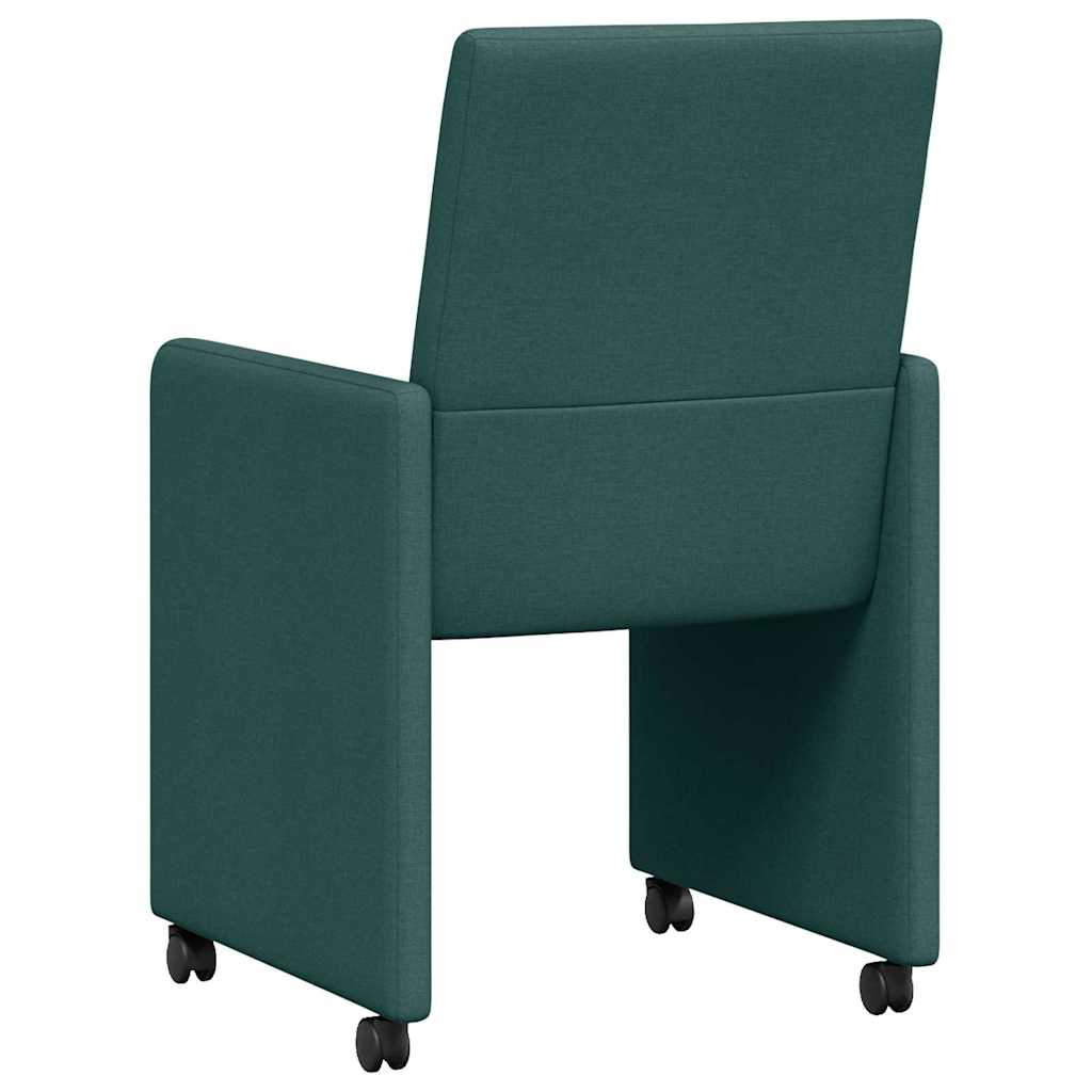 vidaXL Sedia da pranzo 2 pcs Verde scuro 57 x 66 x 94 cm Tessuto
