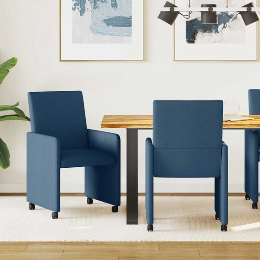 Sedie da pranzo con ruota 2 pcs Blu 57 x 66 x 94 cm Tessuto 42017815