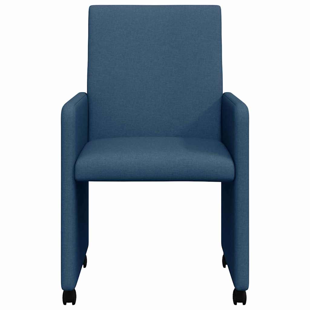 vidaXL Sedia da pranzo con cuscino 2 pcs Blu 57 x 66 x 94 cm Tessuto