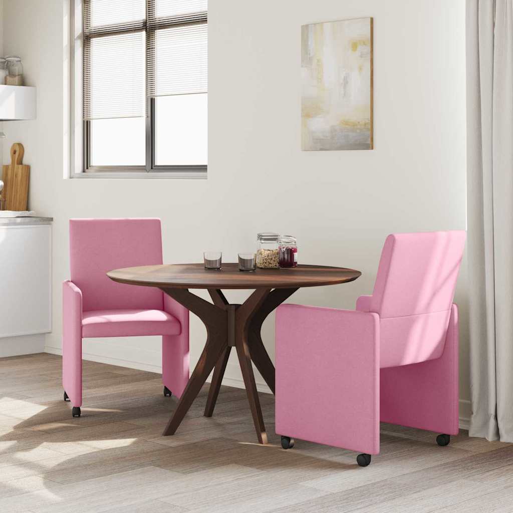 Sedie da pranzo con ruote 2 pcs Rosa 57 x 66 x 94 cm Tessuto 42017816