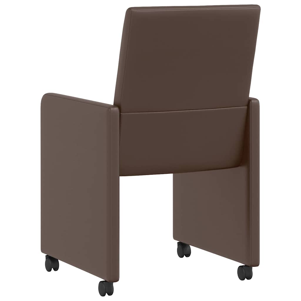 Sedie da Pranzo con Ruote 2 pcs Marrone 57 x 66 x 94 cm