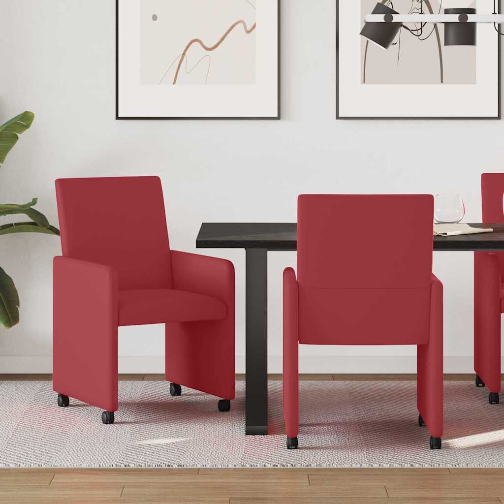 Sedie da pranzo con ruote 2 pcs Rosso vino 57 x 66 x 94 cm 42017820