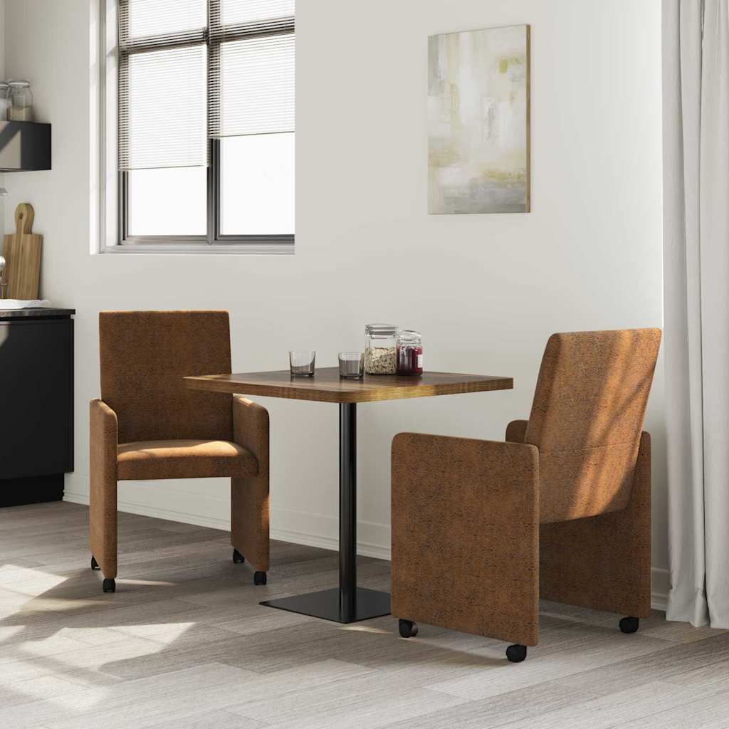 Sedie da pranzo con ruote 2 pcs Marrone 57 x 66 x 94 cm 42017825