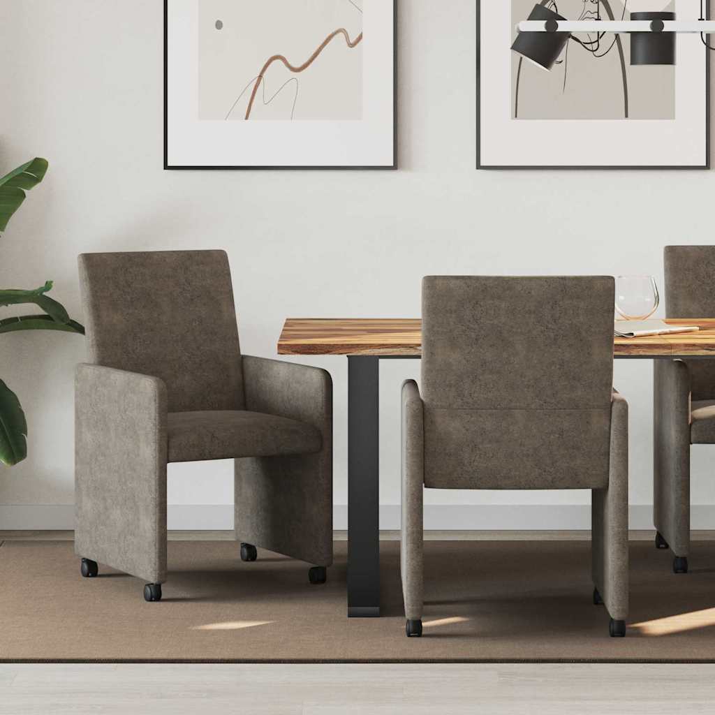 Sedie da pranzo con ruote 2 pcs Grigio scuro 57 x 66 x 94 cm 42017827