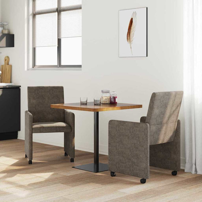 Sedie da pranzo con ruote 2 pcs Grigio scuro 57 x 66 x 94 cm 42017827