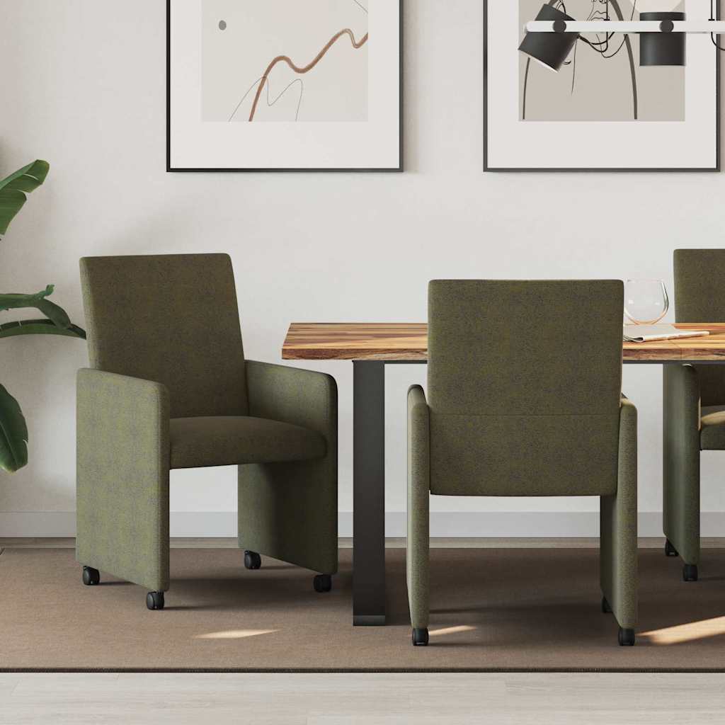 Sedie da pranzo con ruote 2 pcs Verde militare 57 x 66 x 94 cm 42017828