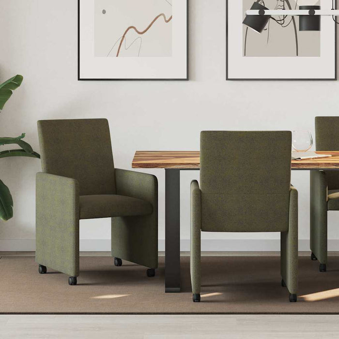 Sedie da pranzo con ruote 2 pcs Verde militare 57 x 66 x 94 cm 42017828