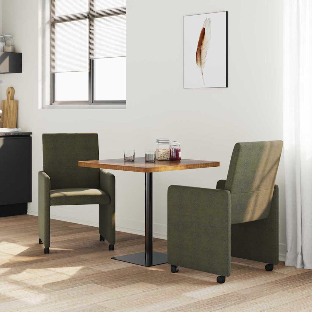 Sedie da pranzo con ruote 2 pcs Verde militare 57 x 66 x 94 cm 42017828