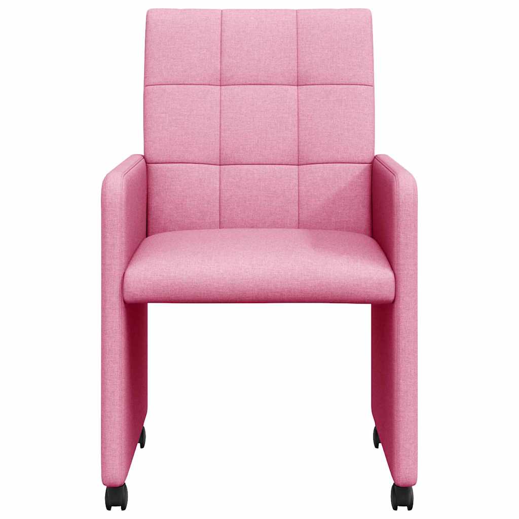Sedie da pranzo con ruote 2 pcs Rosa 58 x 65 x 94 cm Tessuto 42017838