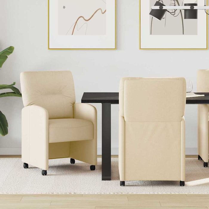 Sedie da pranzo con ruote 2 pcs Crema 57 x 67 x 95 cm Tessuto 42017854