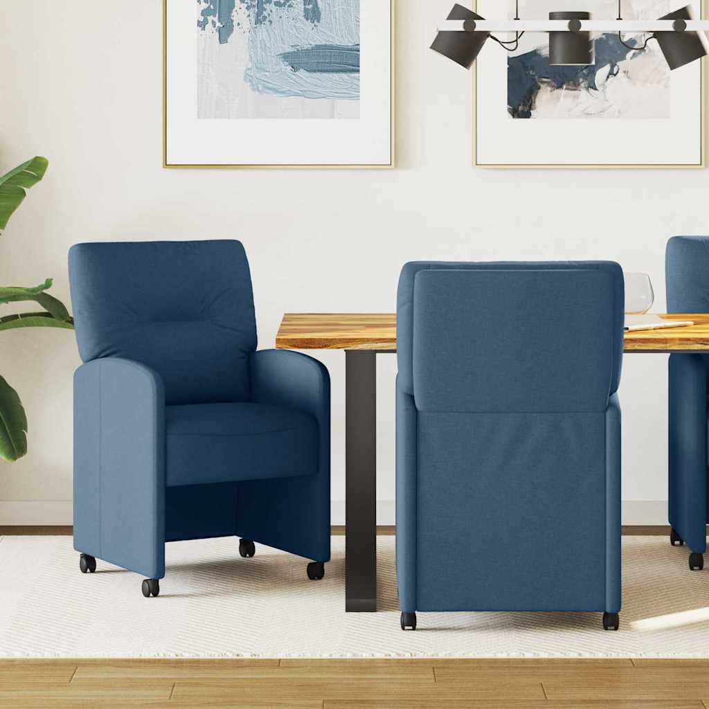 Sedie da pranzo con ruote 2 pcs Blu 57 x 67 x 95 cm Tessuto 42017855