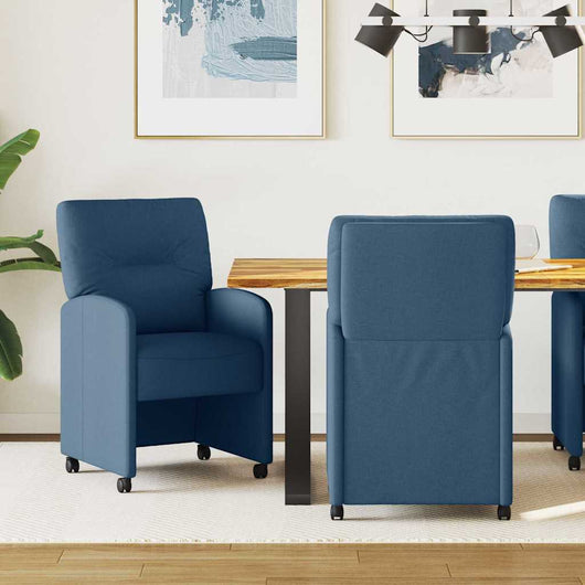 Sedie da pranzo con ruote 2 pcs Blu 57 x 67 x 95 cm Tessuto 42017855