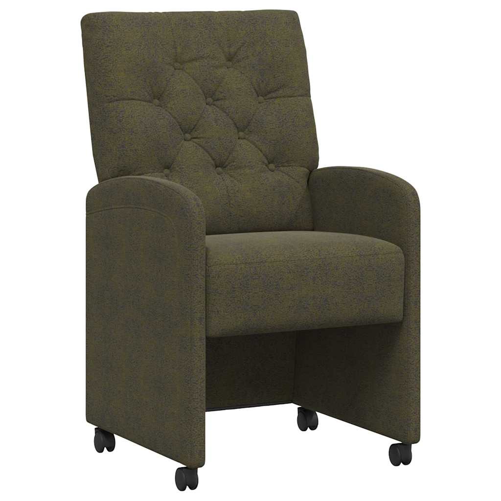 Sedie da pranzo con ruote 2 pcs Verde militare 58 x 67 x 97 cm 42017864