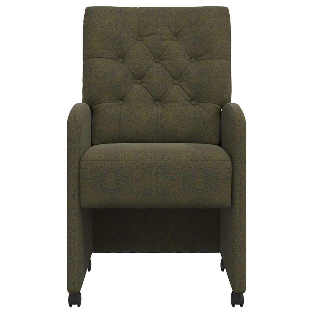 Sedie da pranzo con ruote 2 pcs Verde militare 58 x 67 x 97 cm 42017864