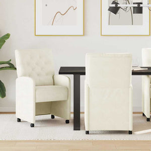 Sedie da pranzo con ruote 2 pcs Crema 58 x 67 x 97 cm Velluto 42017873