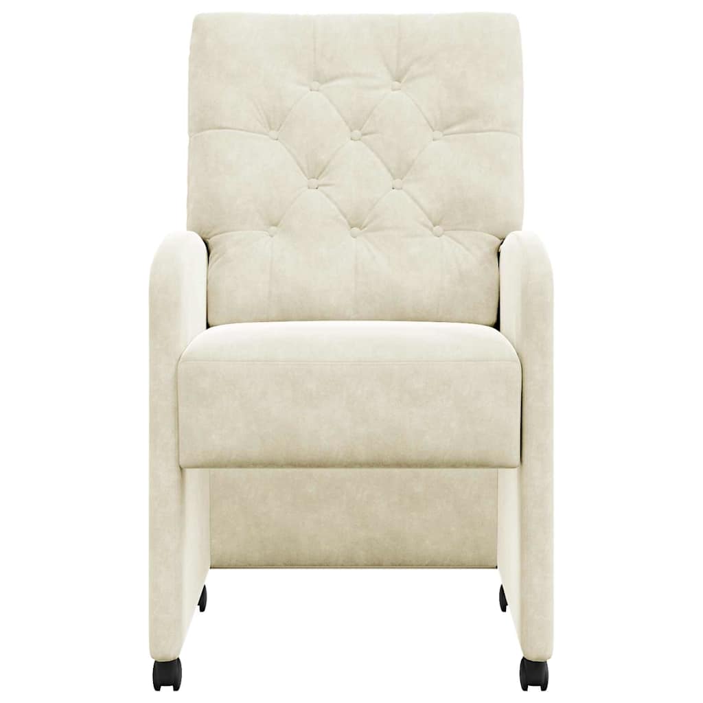 Sedie da pranzo con ruote 2 pcs Crema 58 x 67 x 97 cm Velluto 42017873