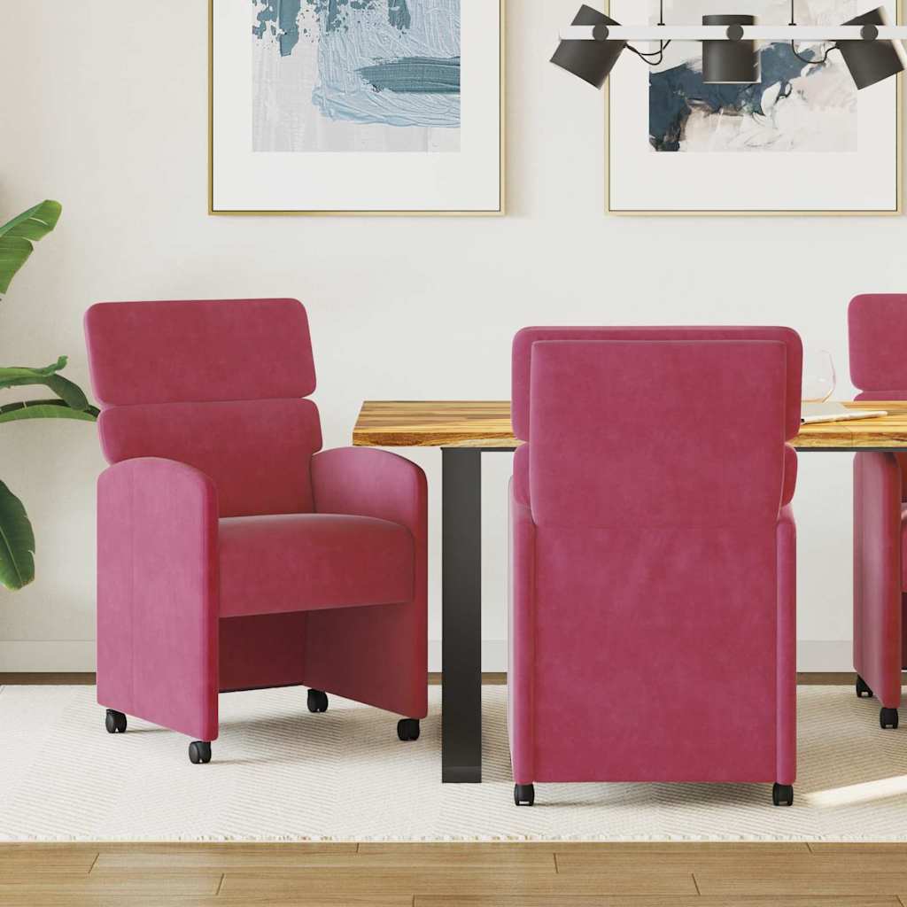 Sedie da pranzo 2 pcs Rosso vino 58 x 65 x 98 cm Velluto 42017879