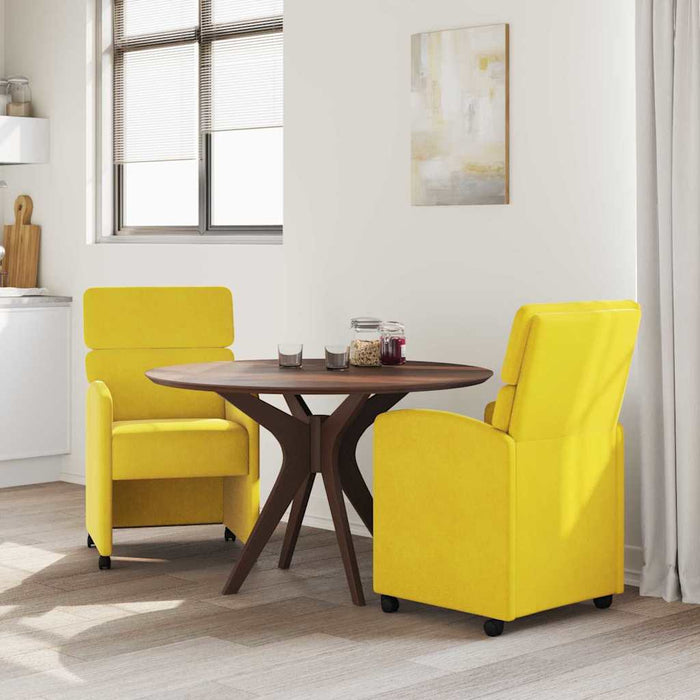 Sedie da pranzo con ruote 2 pcs Giallo 58 x 65 x 98 cm Velluto 42017881