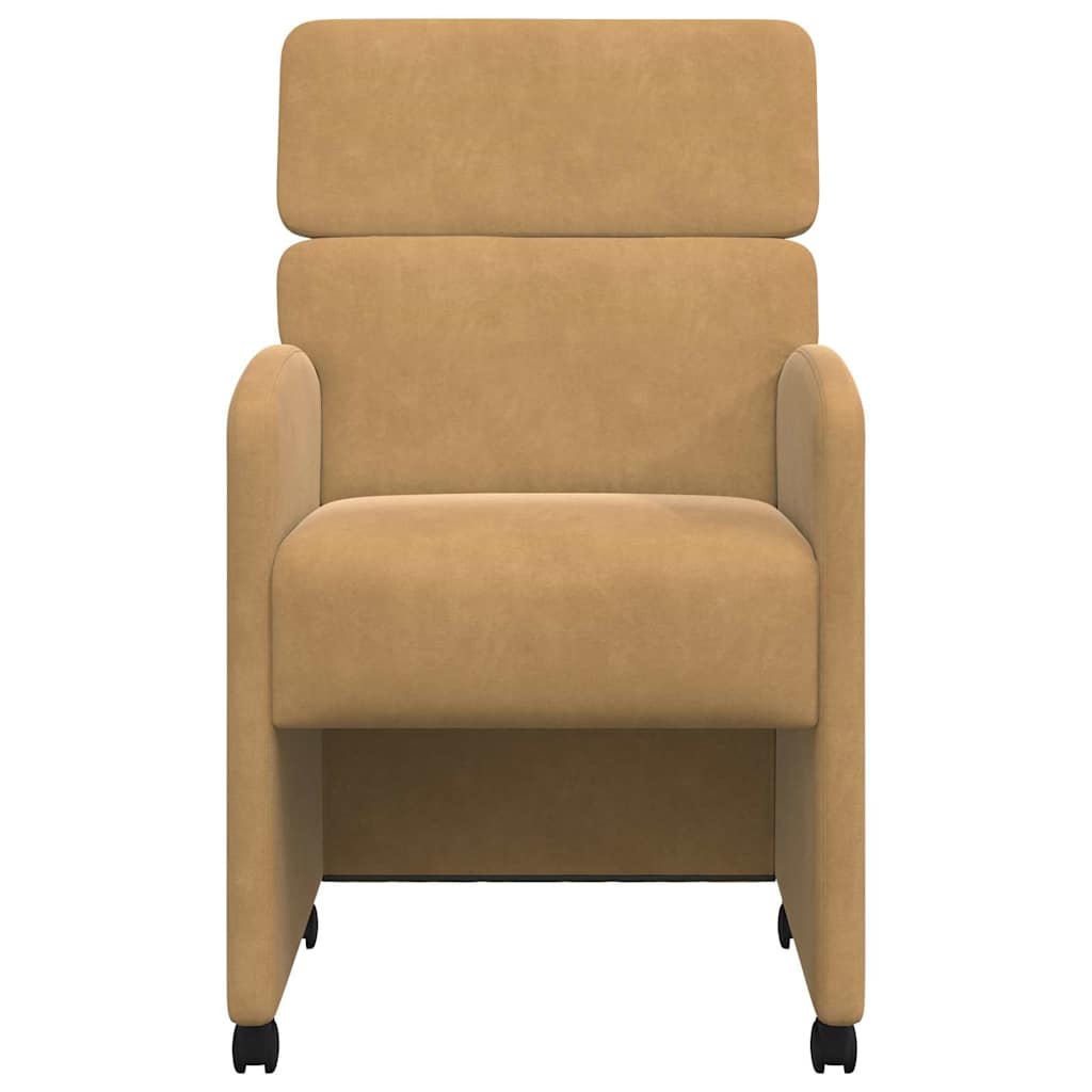 Sedie da pranzo con ruote 2 pcs Marrone 58 x 65 x 98 cm Velluto 42017882