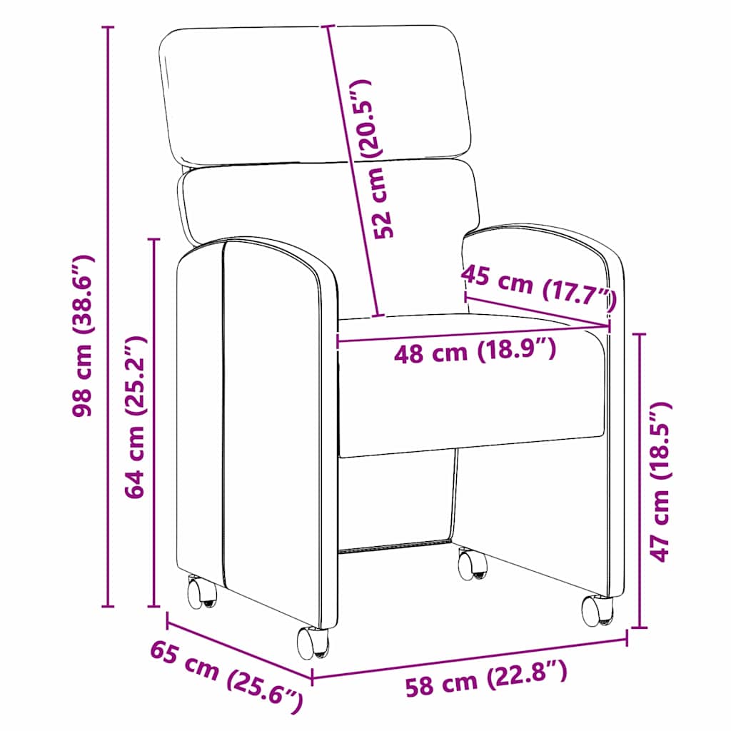 Sedie da pranzo 2 pcs Nero 58 x 65 x 98 cm Pelle sintetica 42017890