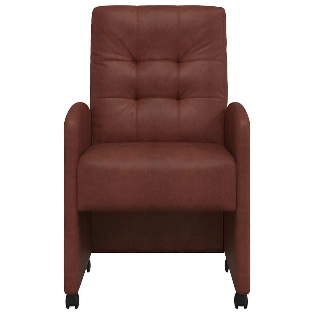 Sedie da pranzo con ruote 2 pcs Marrone lucido 57 x 67 x 98 cm 42017895