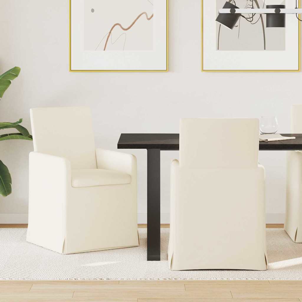 Sedie da pranzo con ruote 2 pcs Beige 57 x 67 x 95 cm Tela 42017900