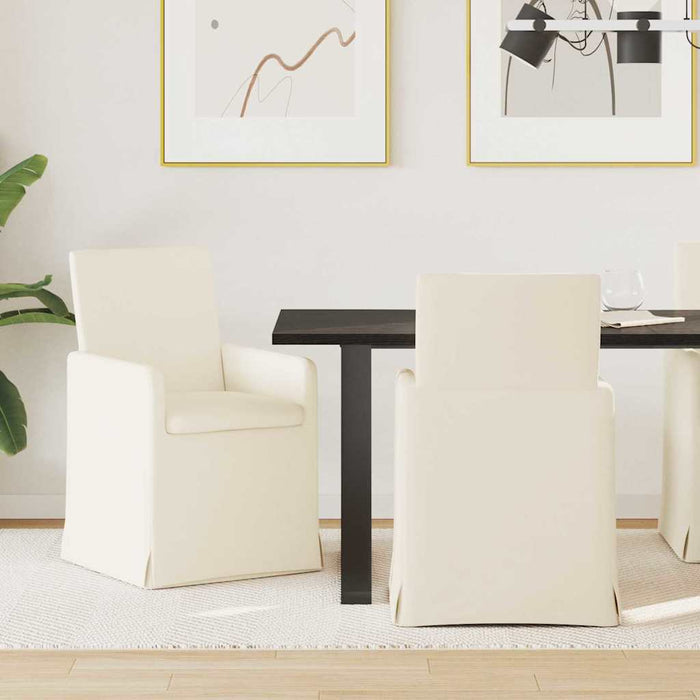 Sedie da pranzo con ruote 2 pcs Beige 57 x 67 x 95 cm Tela 42017900