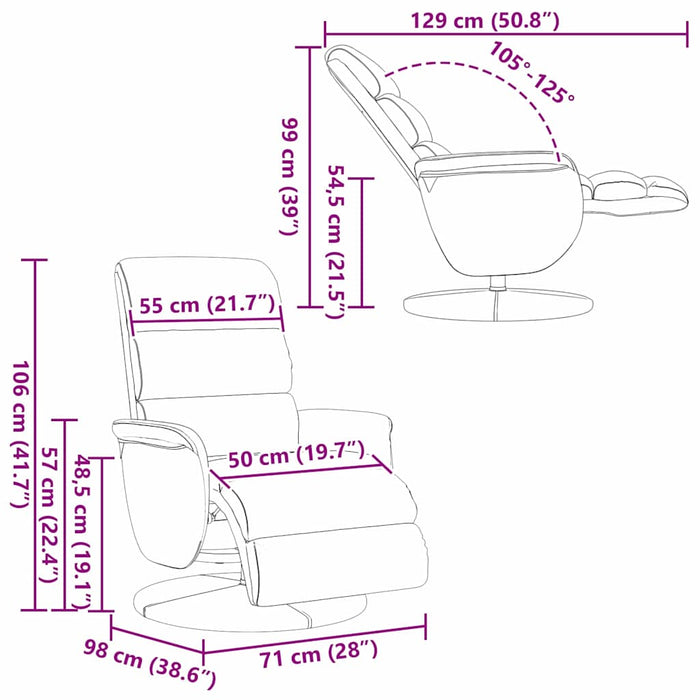 Poltrona reclinabile Bianco 71 x 98 x 106 cm Pelle sintetica 42018589
