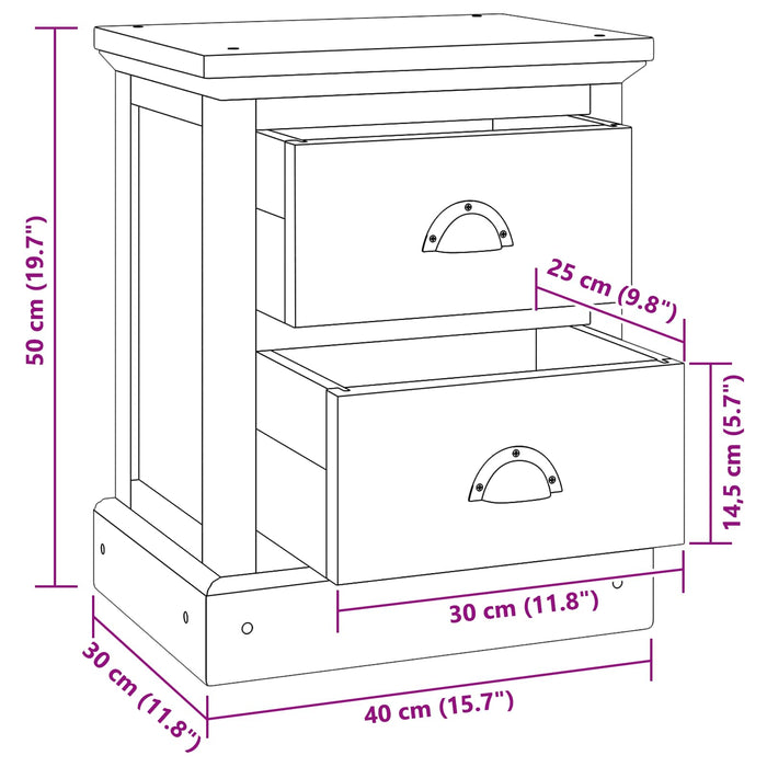 Comodino Naturale 40 x 30 x 50 cm Legno di teak solido 42017950