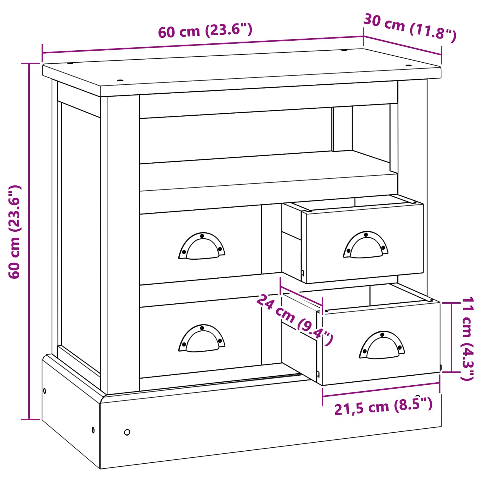 Armadio Marrone 60 x 30 x 60 cm Legno di teak solido 42017952