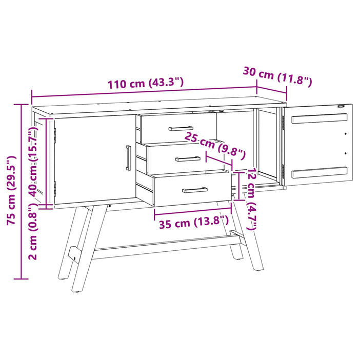 Supporto TV Marrone 110 x 30 x 75 cm Legno di teak solido 42017954