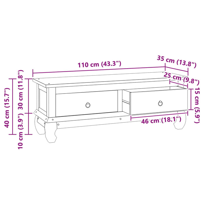 Supporto TV Marrone 110 x 35 x 40 cm Legno di teak solido 42017957