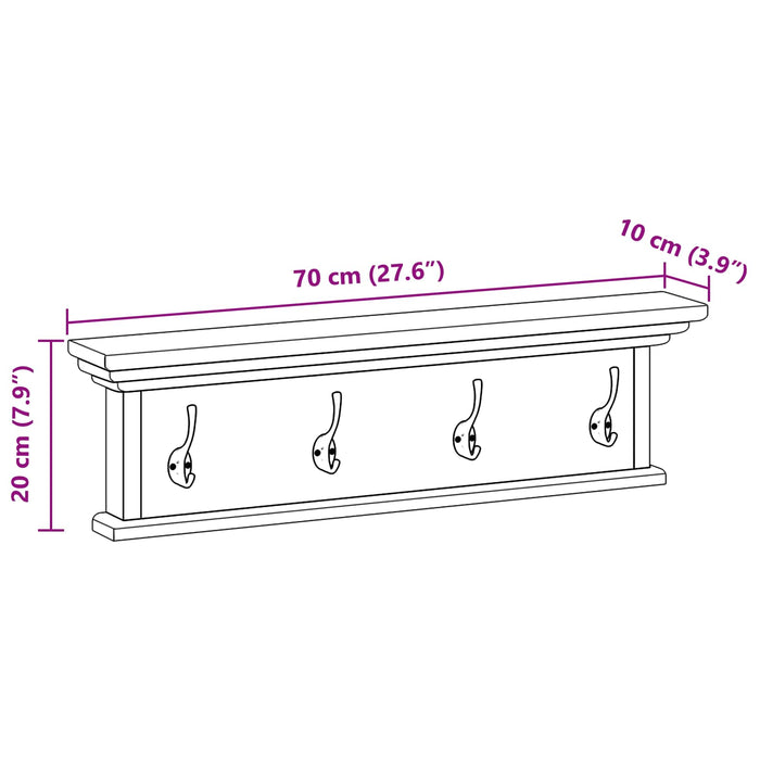 Appendiabiti montato a muro Naturale 70 x 10 x 20 cm 42017958