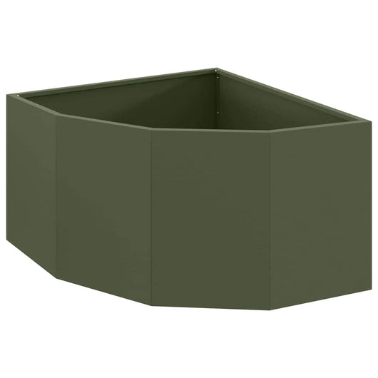 Vaso d'angolo-Fioriera-Contenitore per Piante Oliver verde 60 x 60 x 35 cm Acciaio