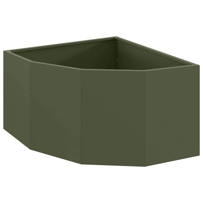 Vaso d'angolo-Fioriera-Contenitore per Piante Oliver verde 60 x 60 x 35 cm Acciaio