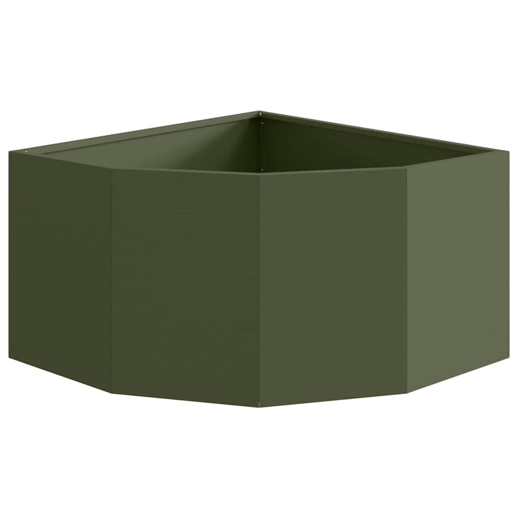 Vaso d'angolo-Fioriera-Contenitore per Piante Oliver verde 60 x 60 x 35 cm Acciaio